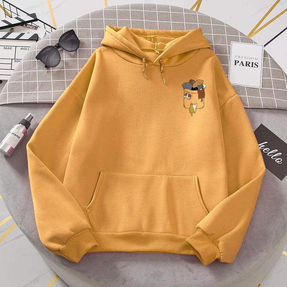 Popular Women's Cat Fleece Long-Sleeve Hoodie