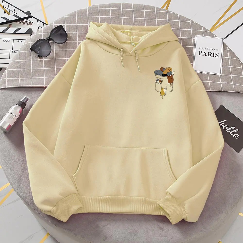 Popular Women's Cat Fleece Long-Sleeve Hoodie