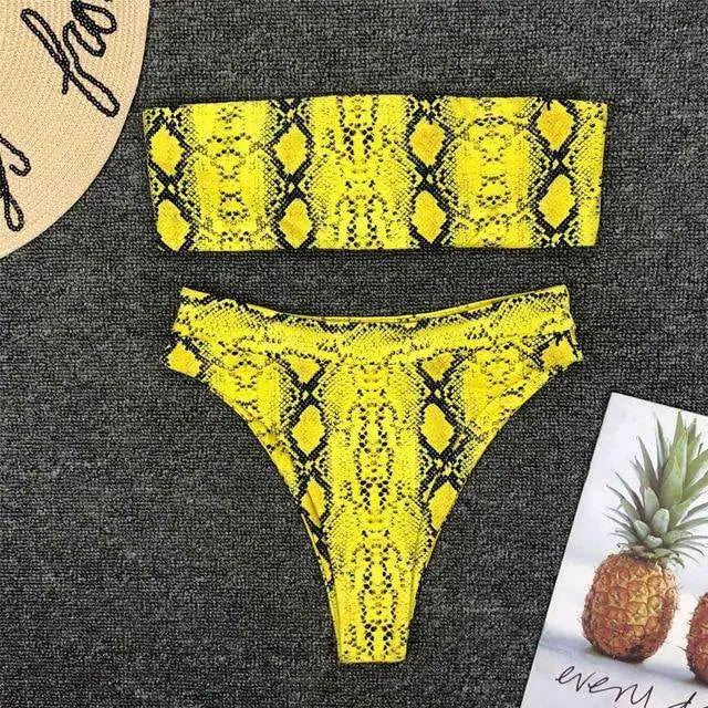 Popular Sexy Yellow Leopard Print Bikini Set