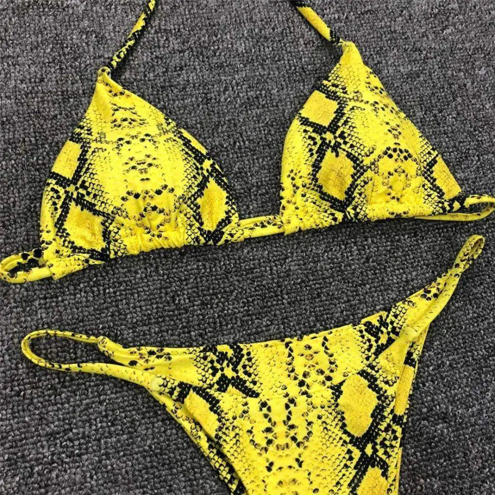Popular Sexy Yellow Leopard Print Bikini Set