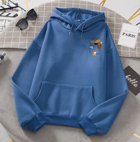 Popular Women's Cat Fleece Long-Sleeve Hoodie