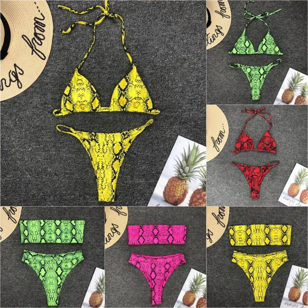 Popular Sexy Yellow Leopard Print Bikini Set