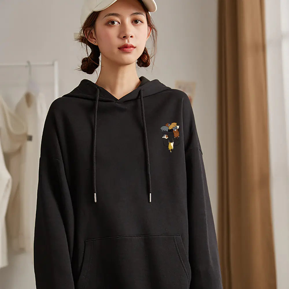 Popular Women's Cat Fleece Long-Sleeve Hoodie