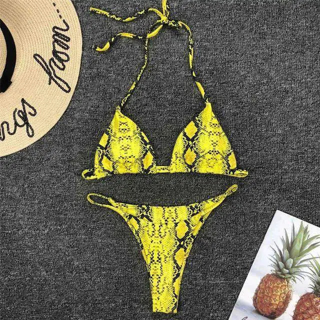Popular Sexy Yellow Leopard Print Bikini Set